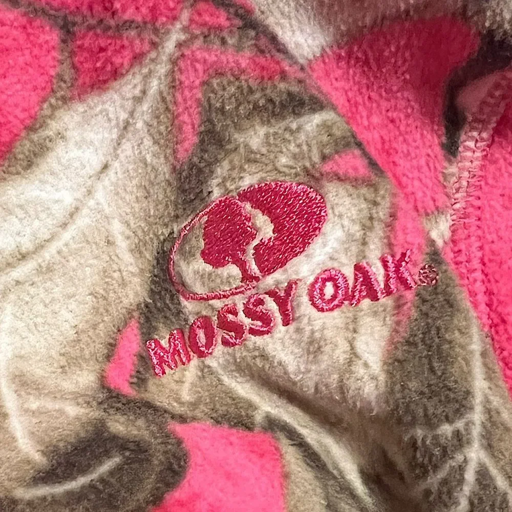 Women's MOSSY OAK Country Roots Hot Pink Camo Full Zip-Up Fleece Jacket S L - Picture 4 of 5